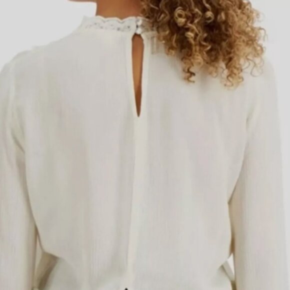 Zara Size M/13-14 Victorian Embroidered Ivory Tunic Blouse Long Sleeve - Picture 4 of 11